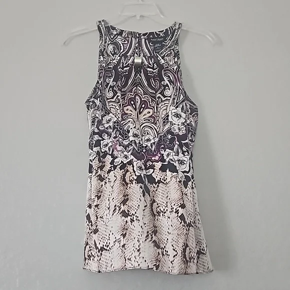 WHBM Floral Paisley Snake Print Silk Halter Blouse - Picture 1 of 7